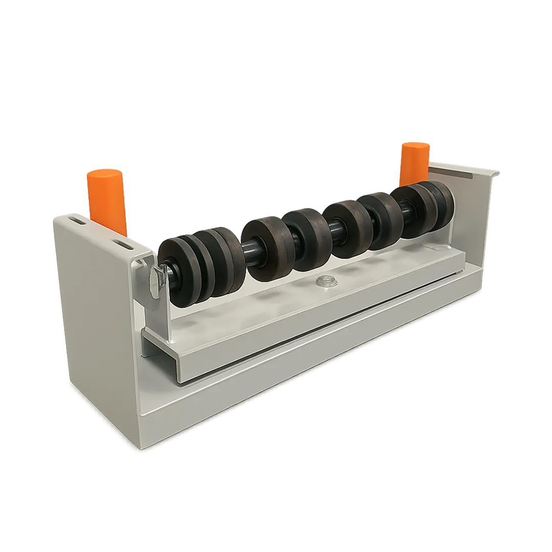 Estación de retorno autolimpiante con polines centradores y anillos de goma
